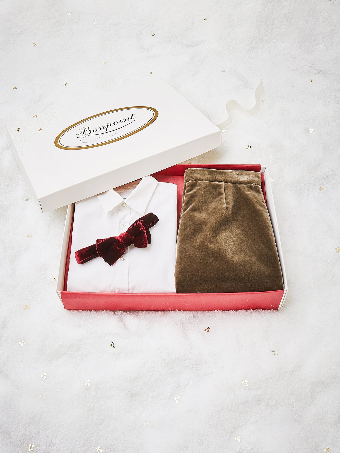 Boy Bow ties and velvet pants Christmas gift case