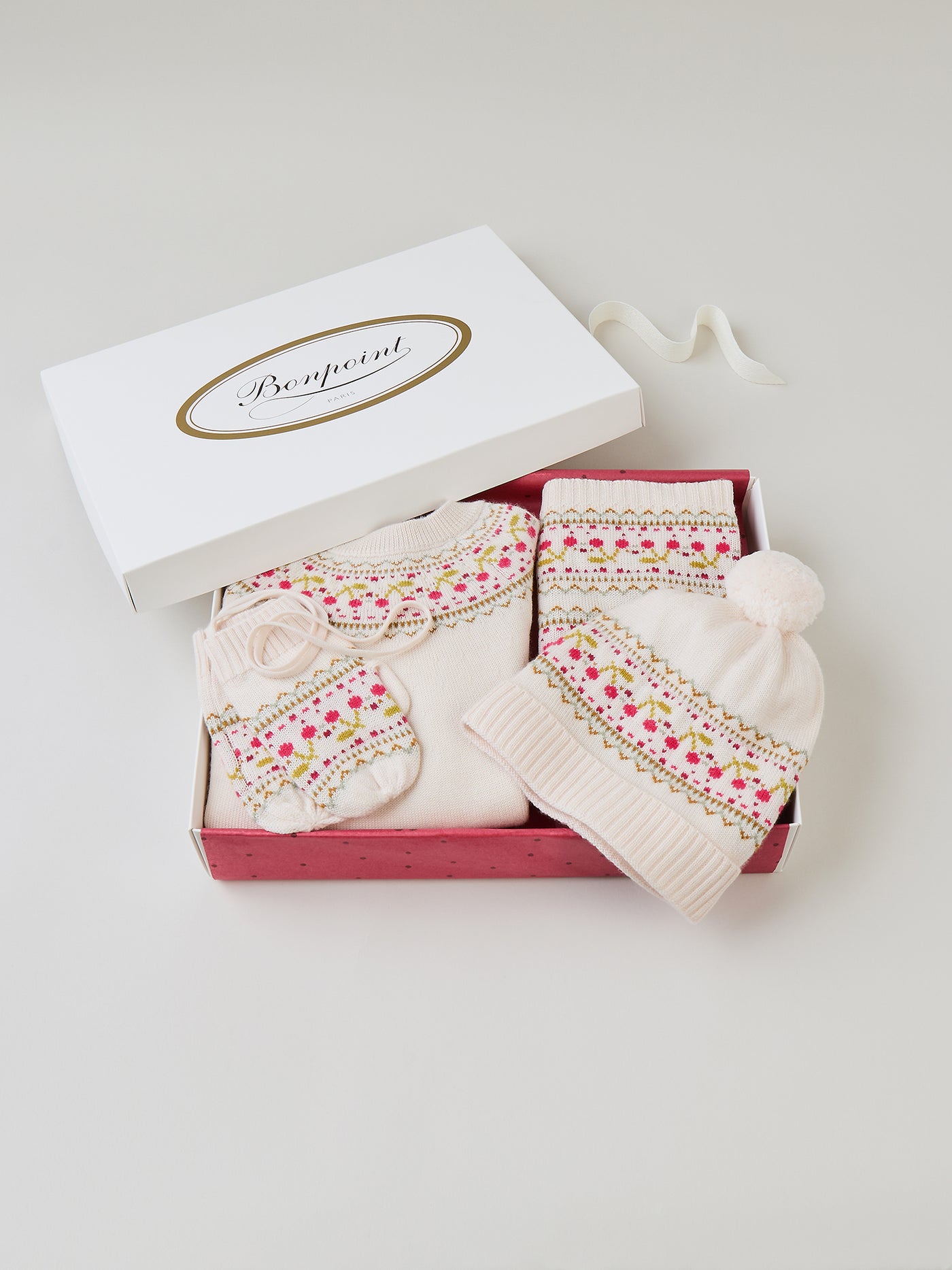 Girl's Christmas gift case - Cherry Jacquard