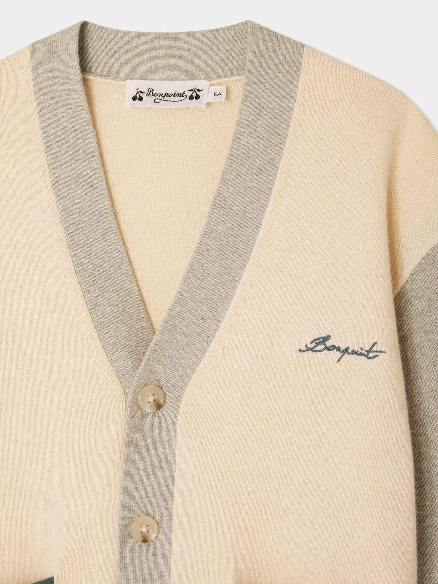 Cardigan Edouard bicolore con scollo a V