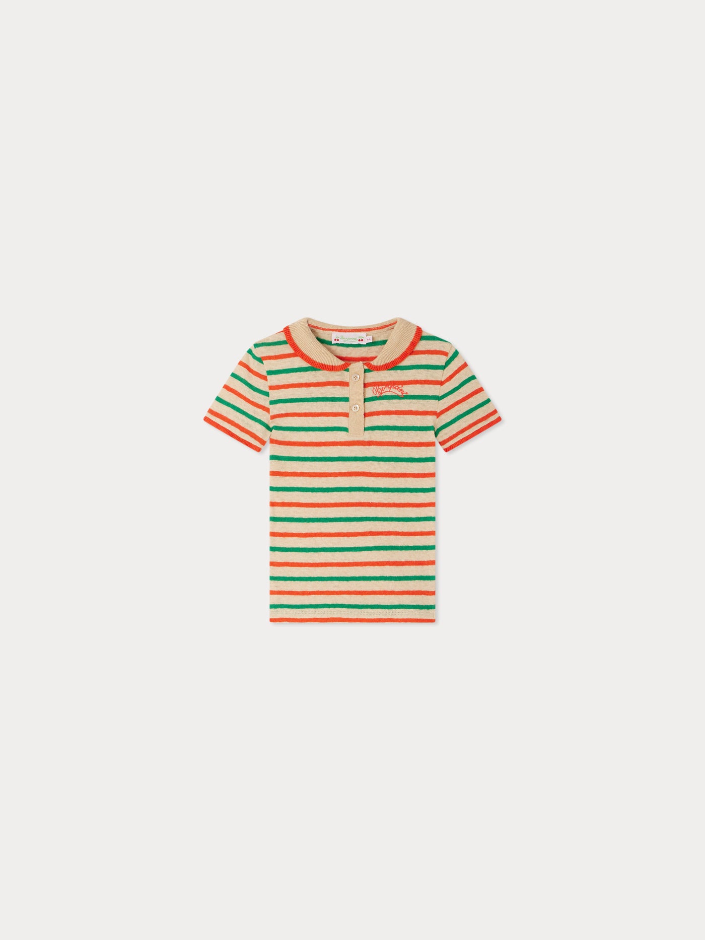 Edelyne striped polo collar t-shirt in organic cotton