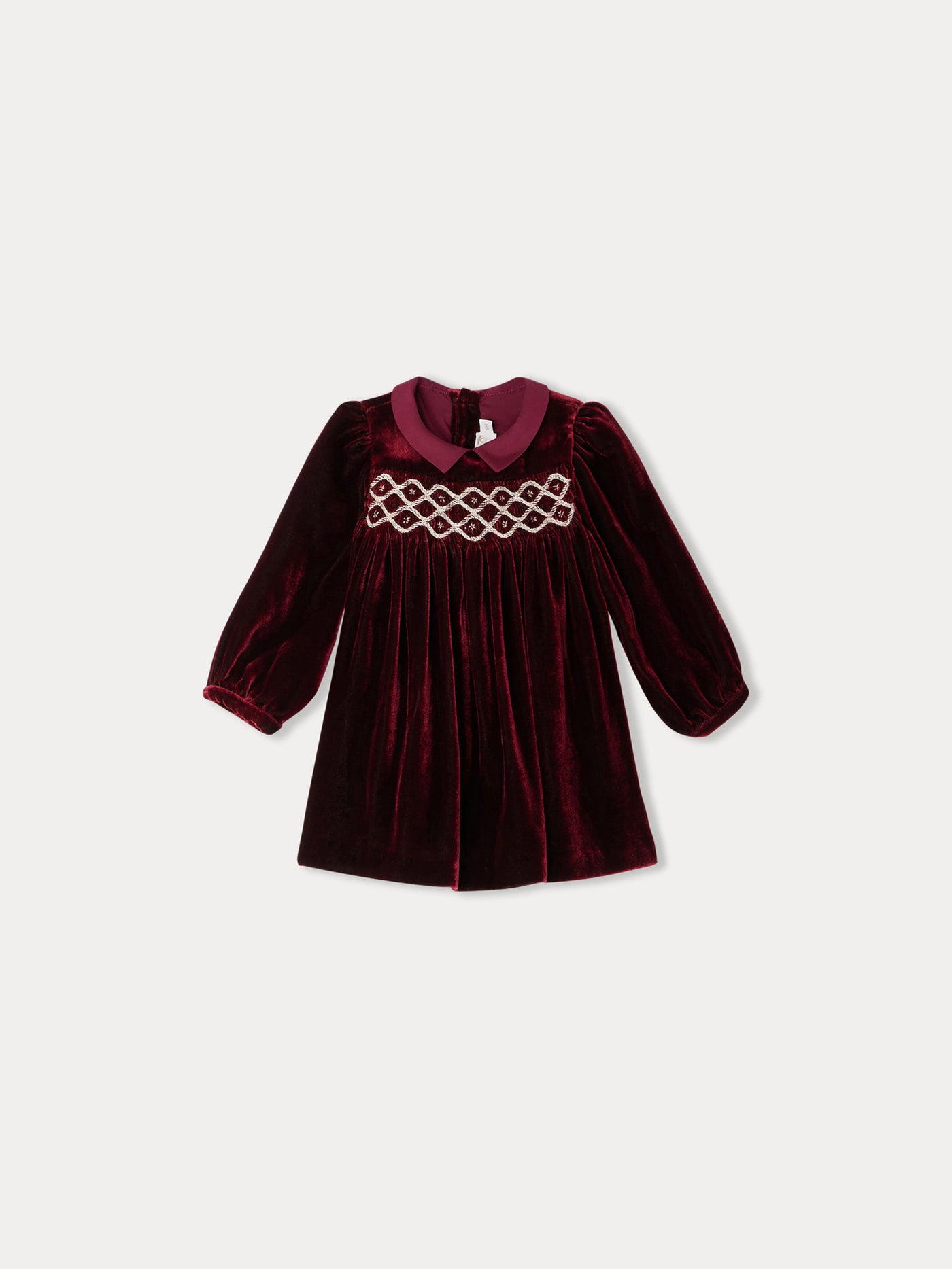 Trinité smocked dress in silk velvet