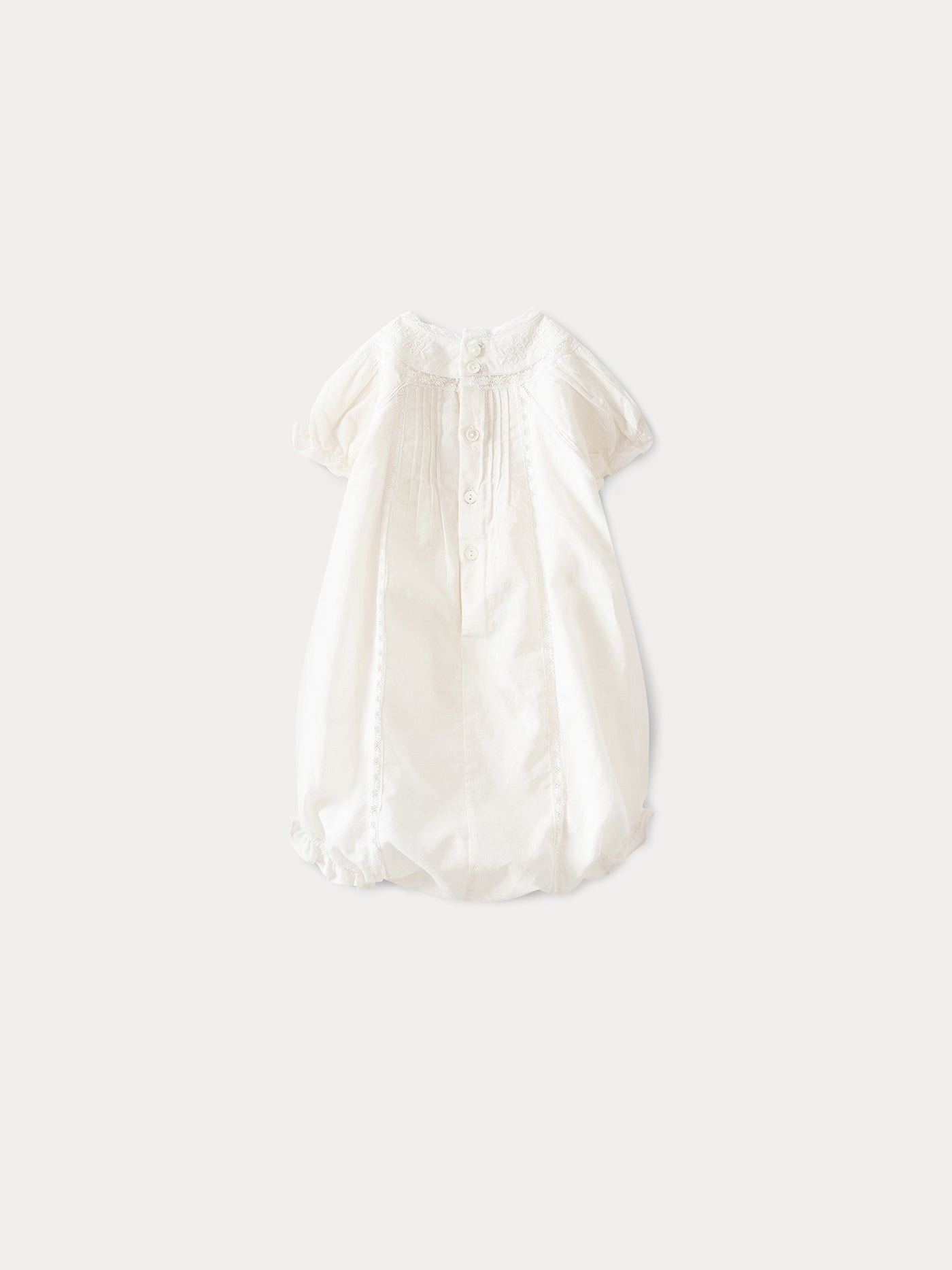 Tutina neonato in voile dobby bianco latte