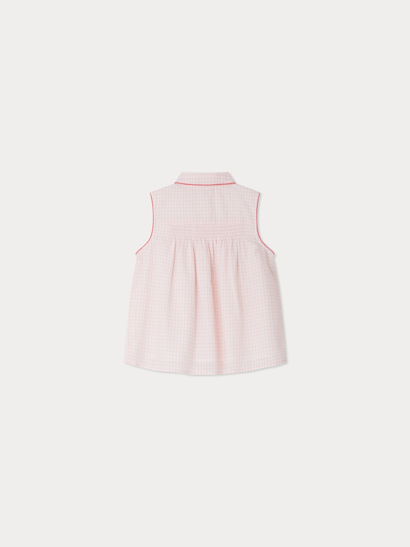 Blusa Fedra con punto smock e quadri ricamati