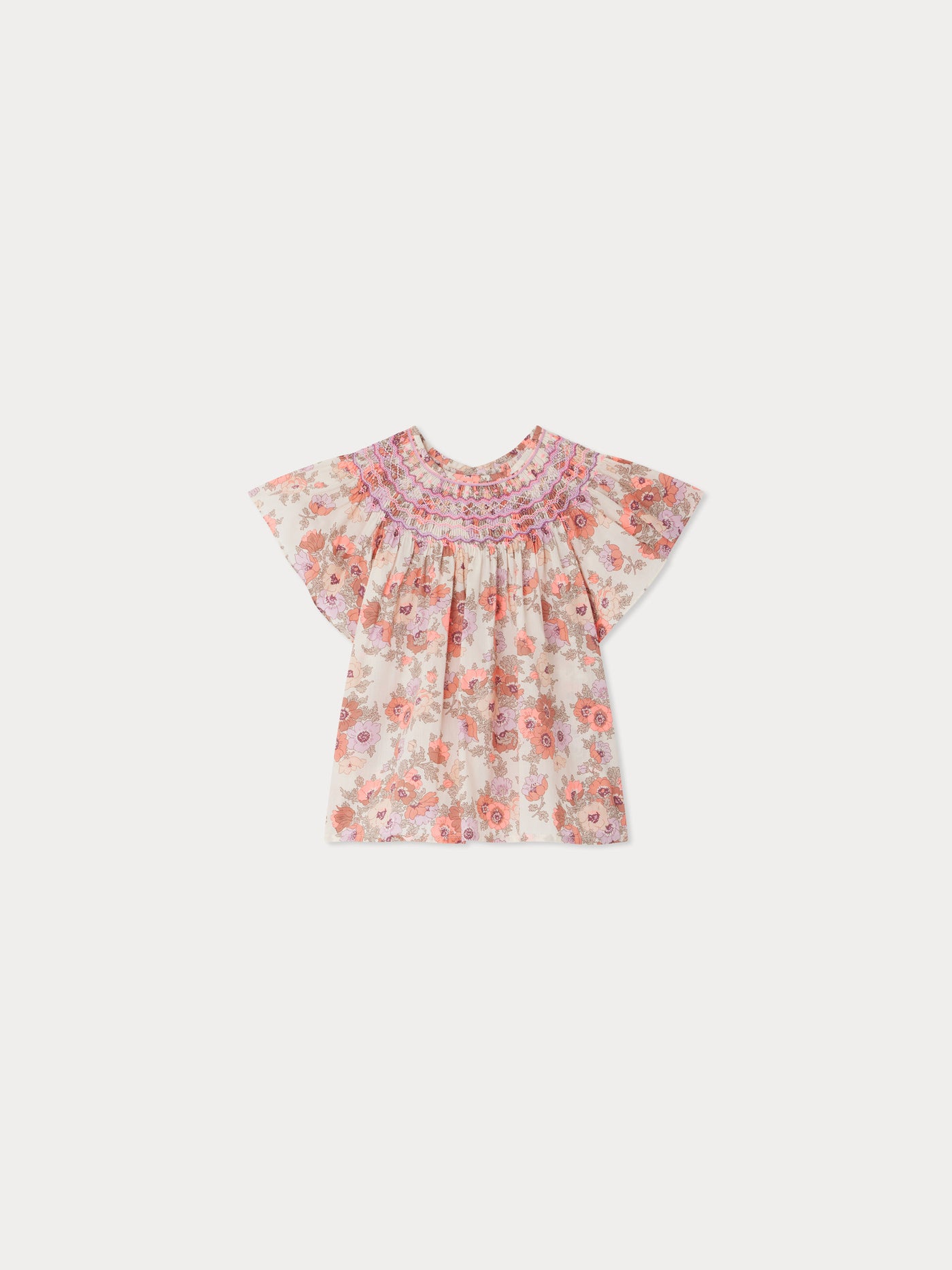 Adelice smocked and embroidered blouse in Liberty fabric