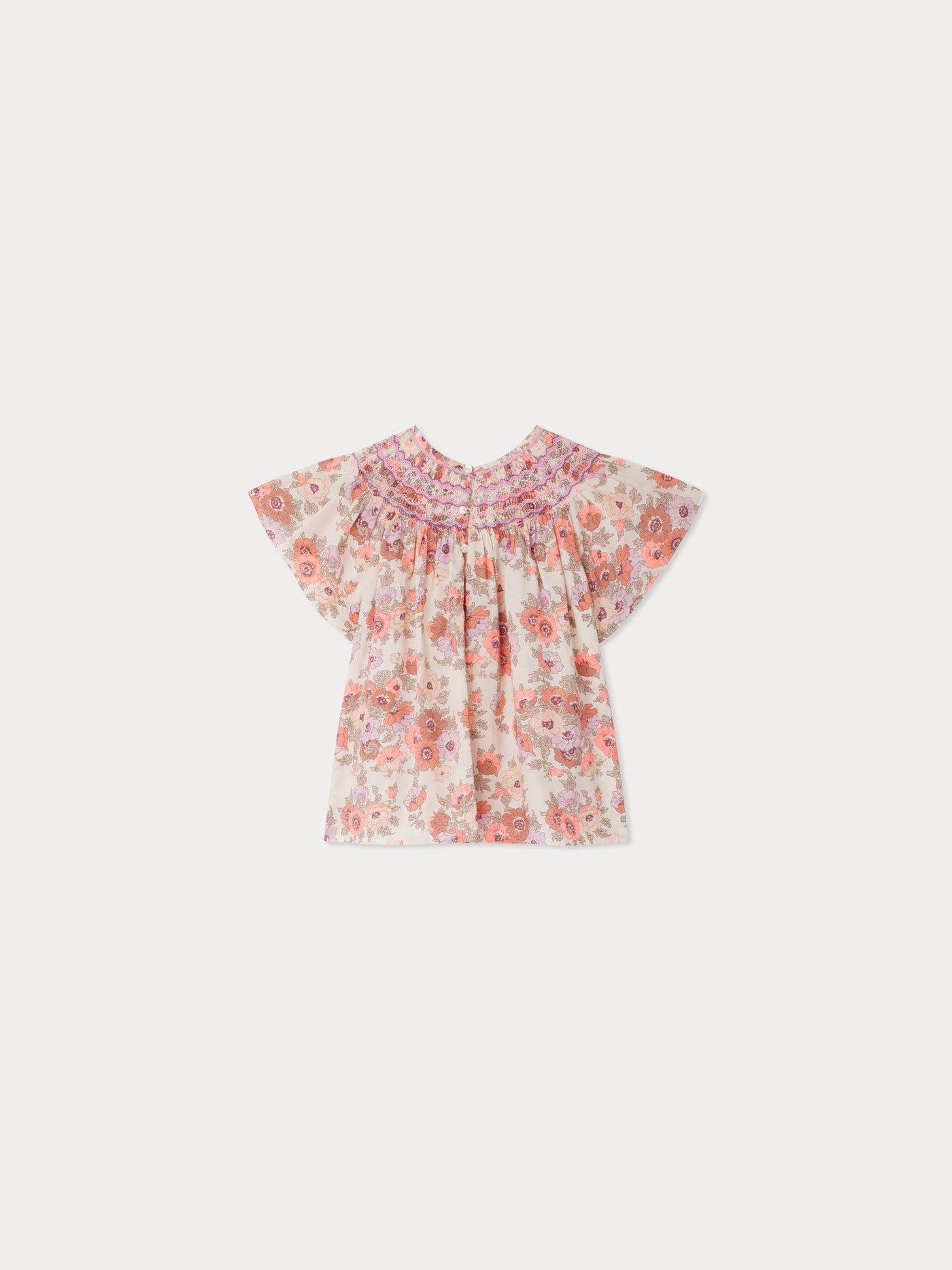 Adelice smocked and embroidered blouse in Liberty fabric