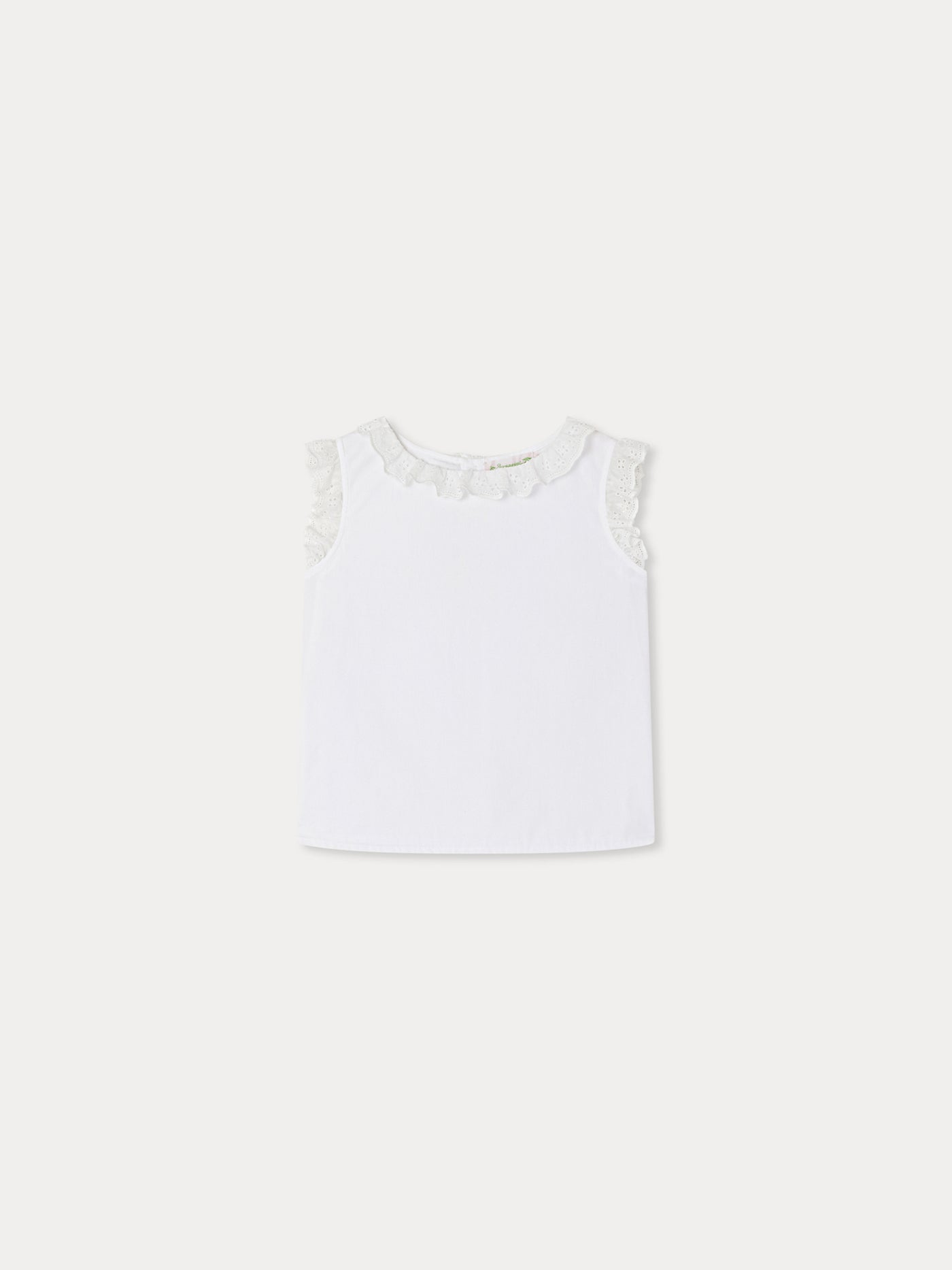Blusa Elive con rouches in ricamo inglese