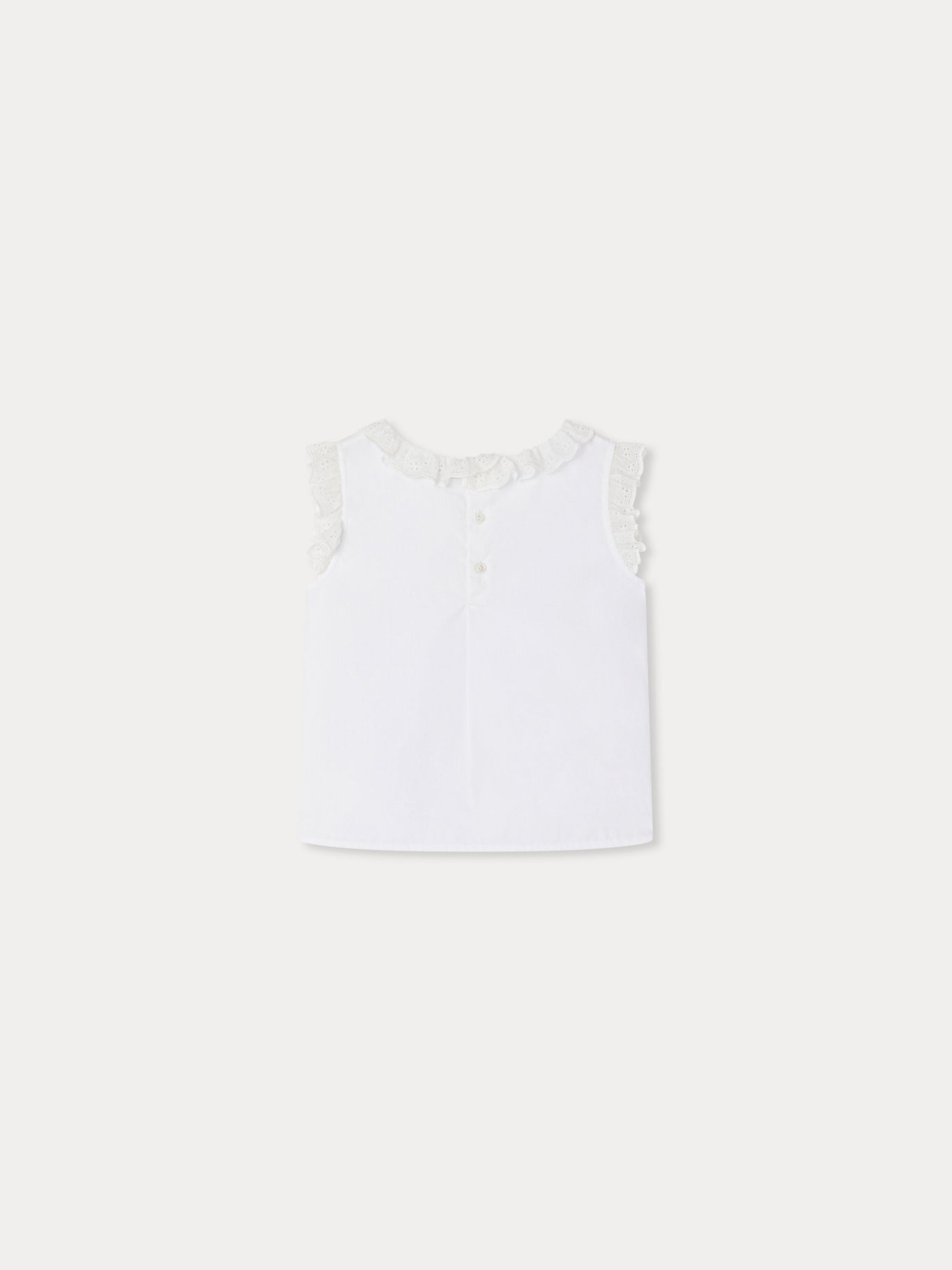 Blusa Elive con rouches in ricamo inglese