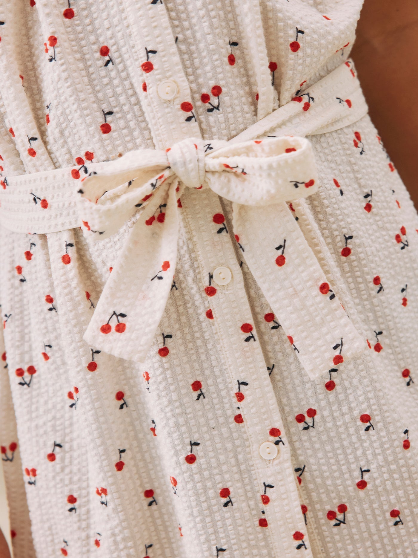 Elorida gathered dress with cherry print