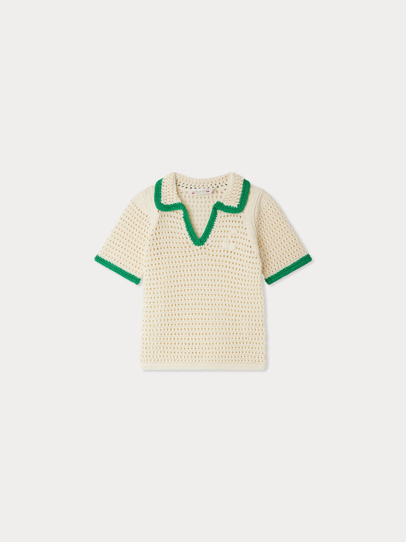 Elanita sweater in openwork crochet with cherry motif