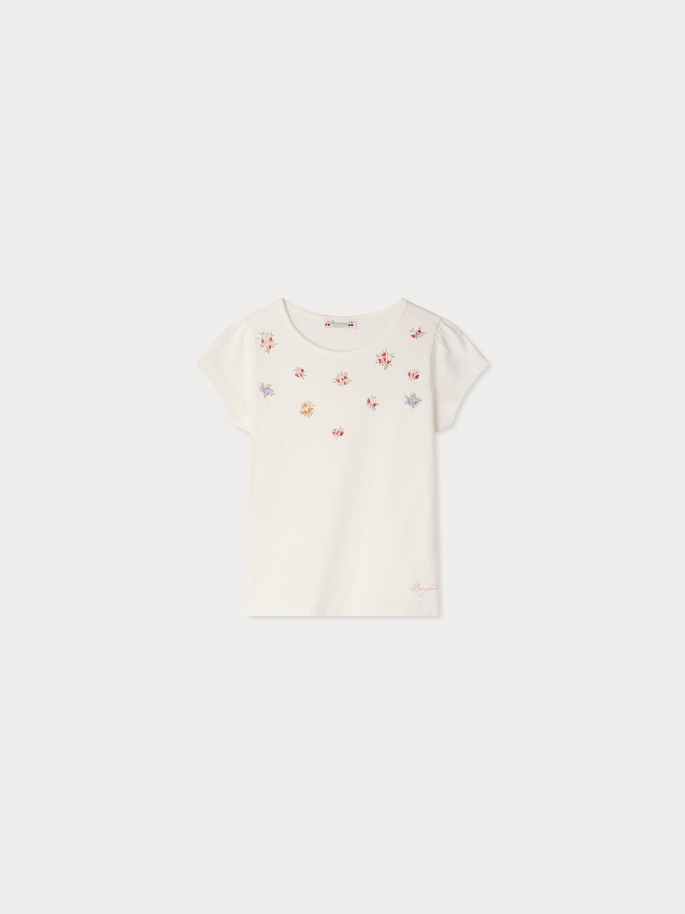 T-shirt Capricia con ricami floreali in perle