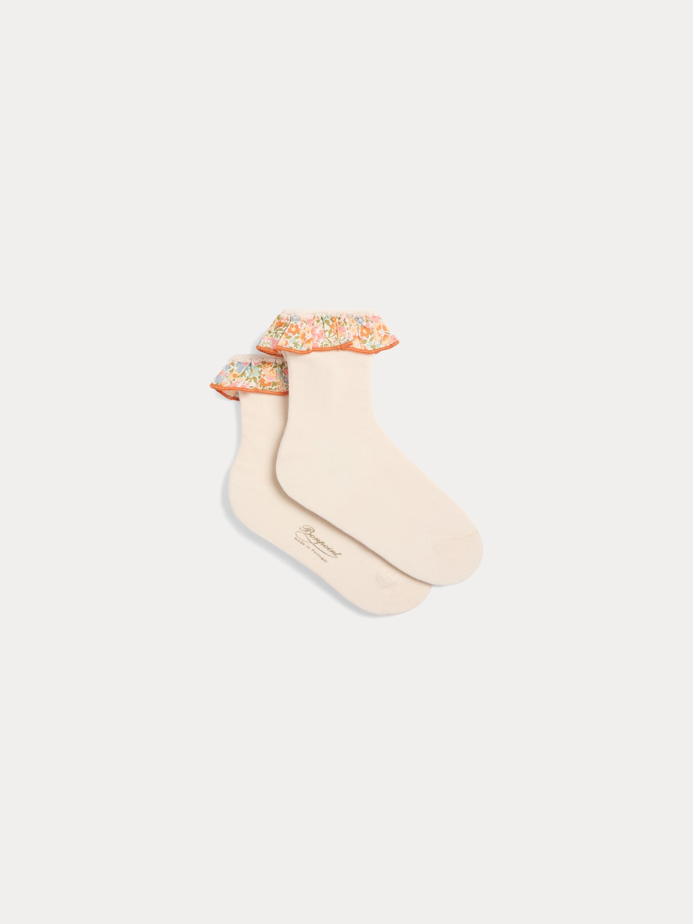 Feather socks with ruffles made with pink Liberty fabrics
