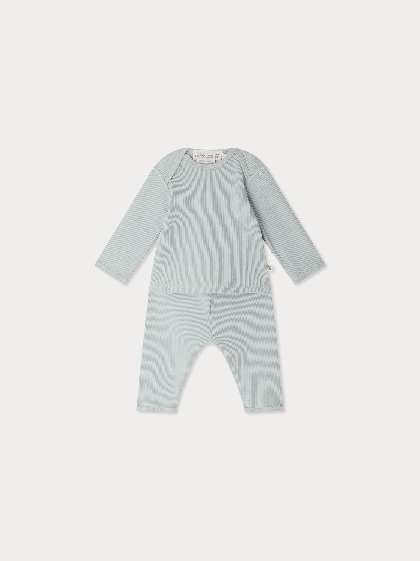 Timi set in ribbed blue cotton