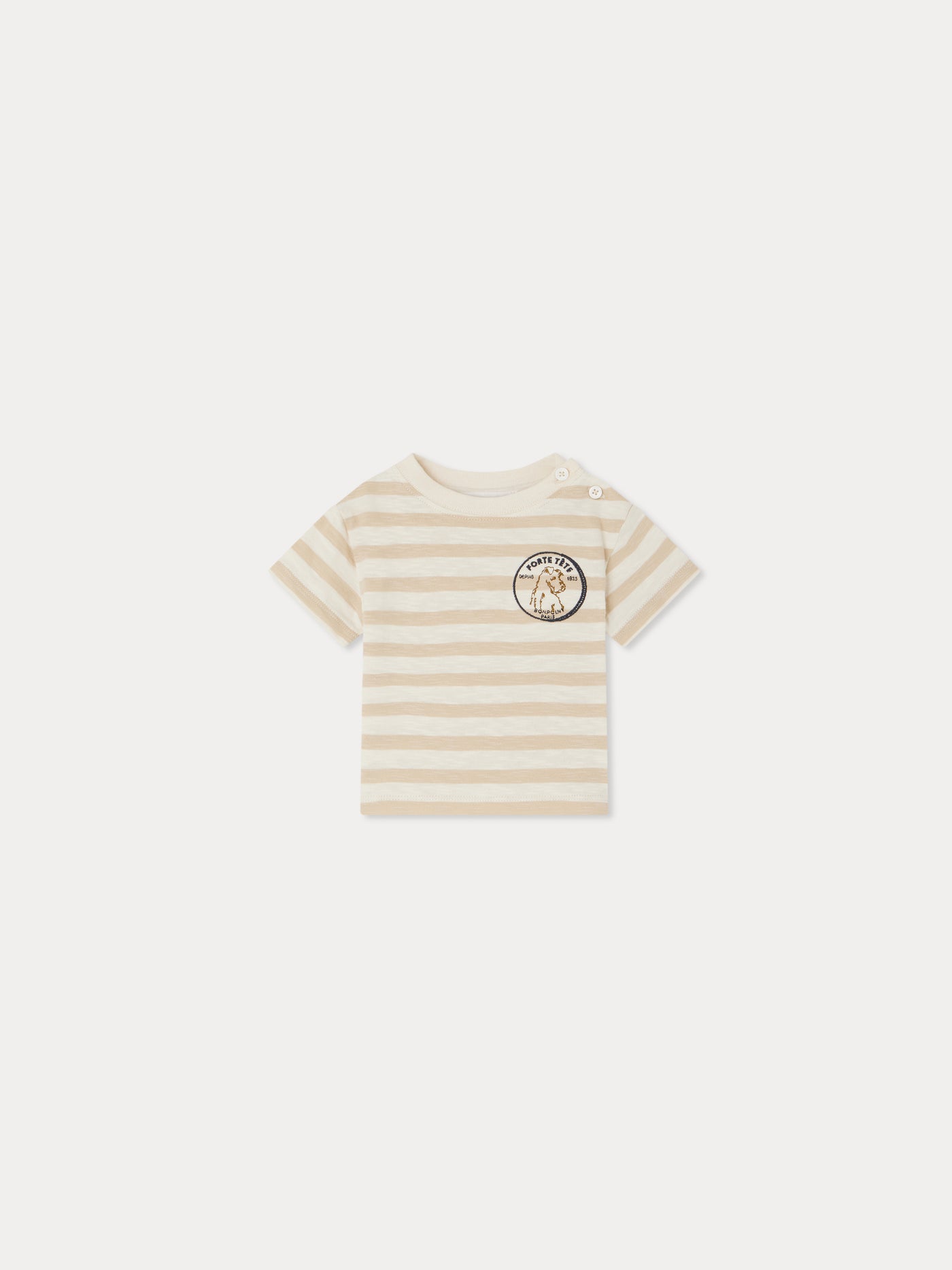 T-shirt a righe Gaye con ricamo di cane