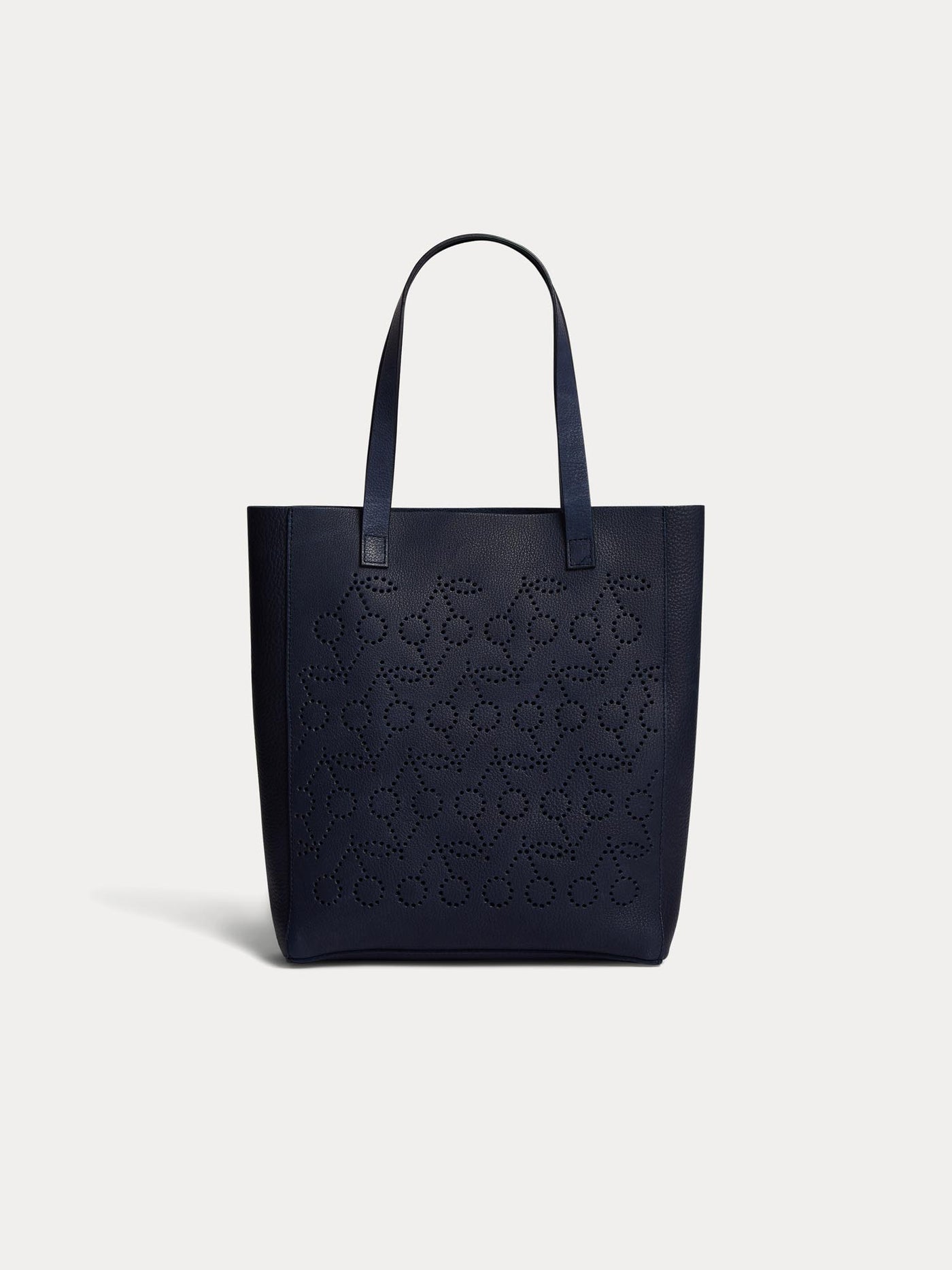 Tilla tote bag in dark blue perforated leather