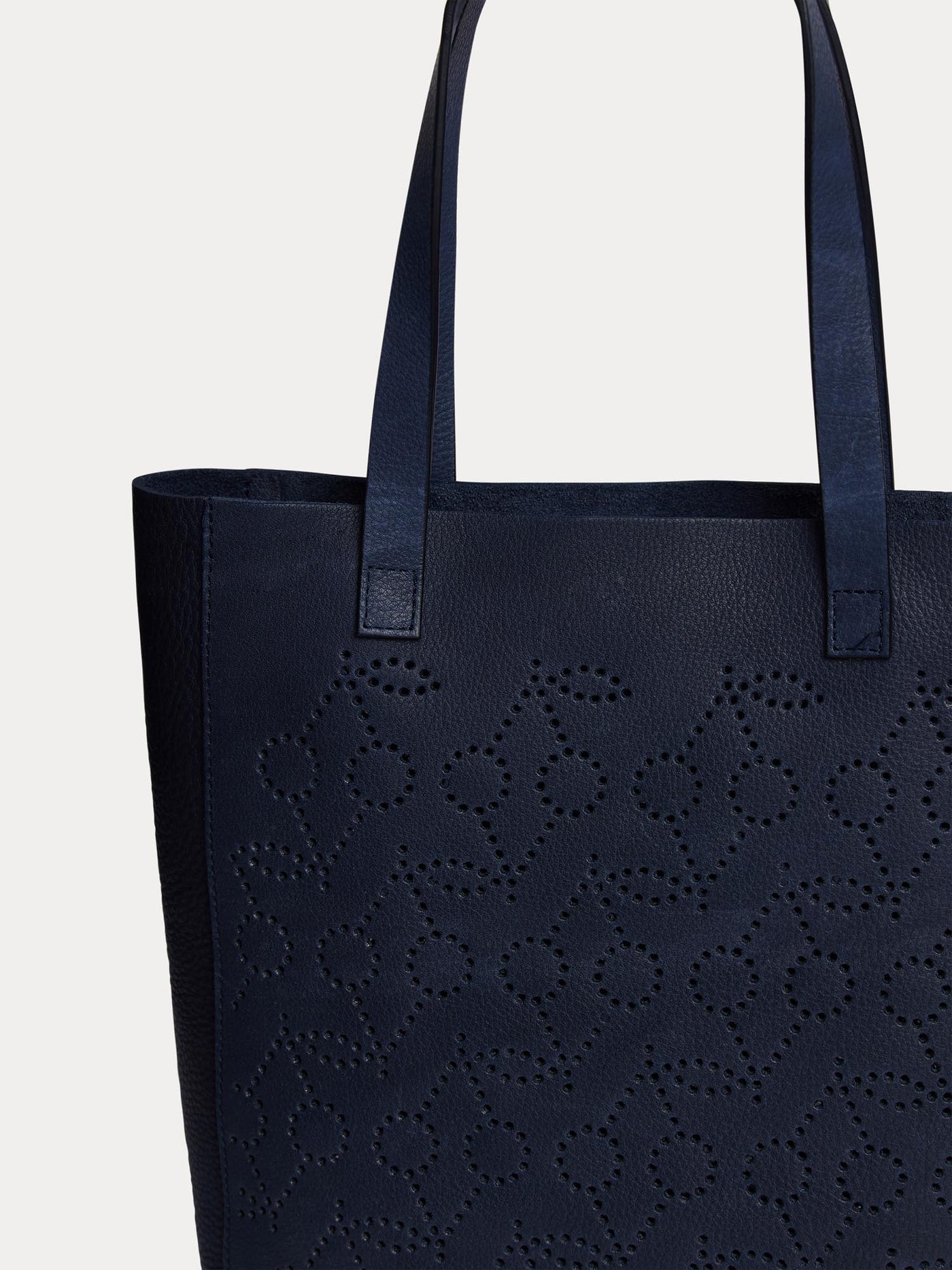 Tilla tote bag in dark blue perforated leather