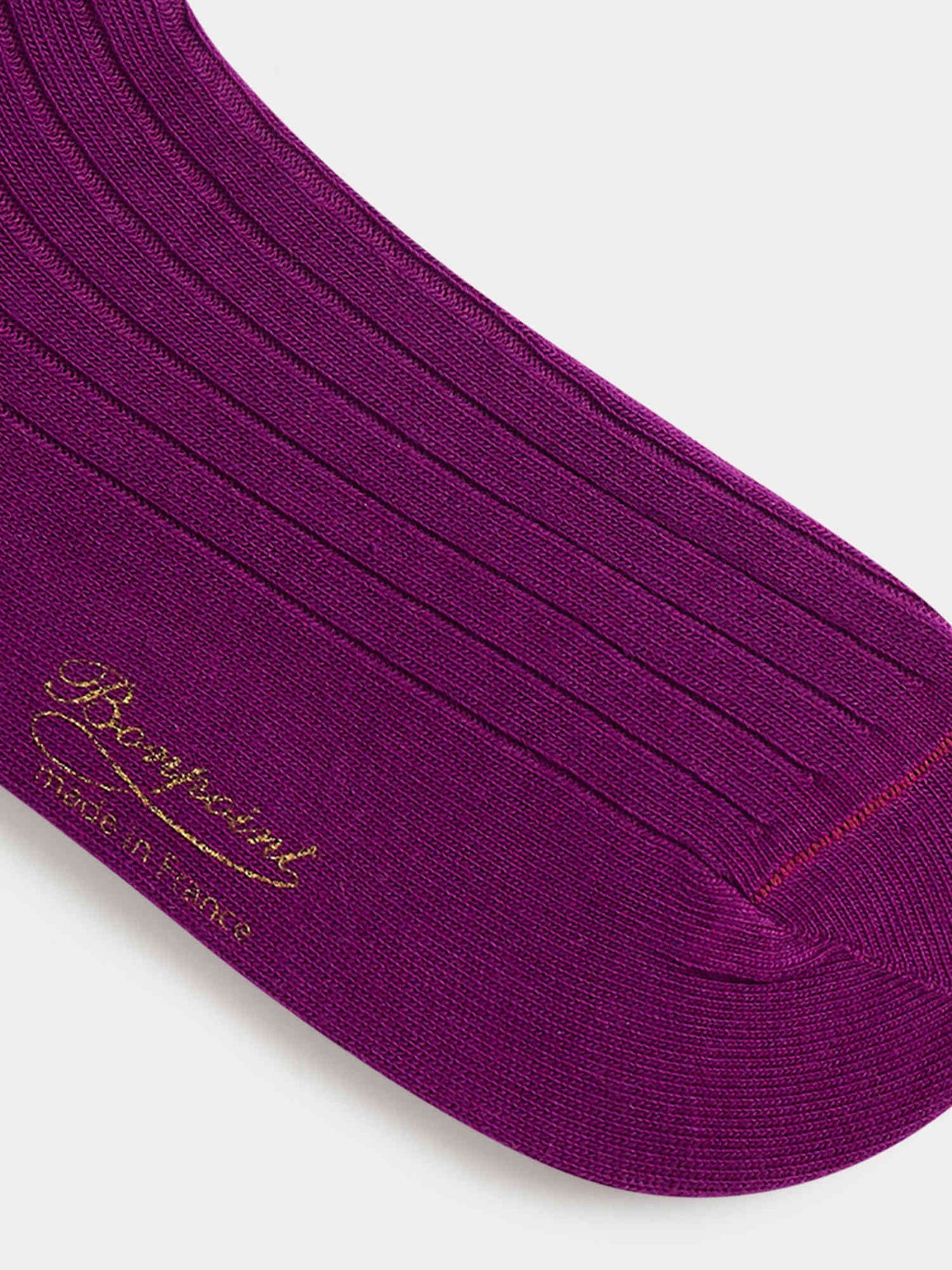 Thorild short purple wide-ribbed socks