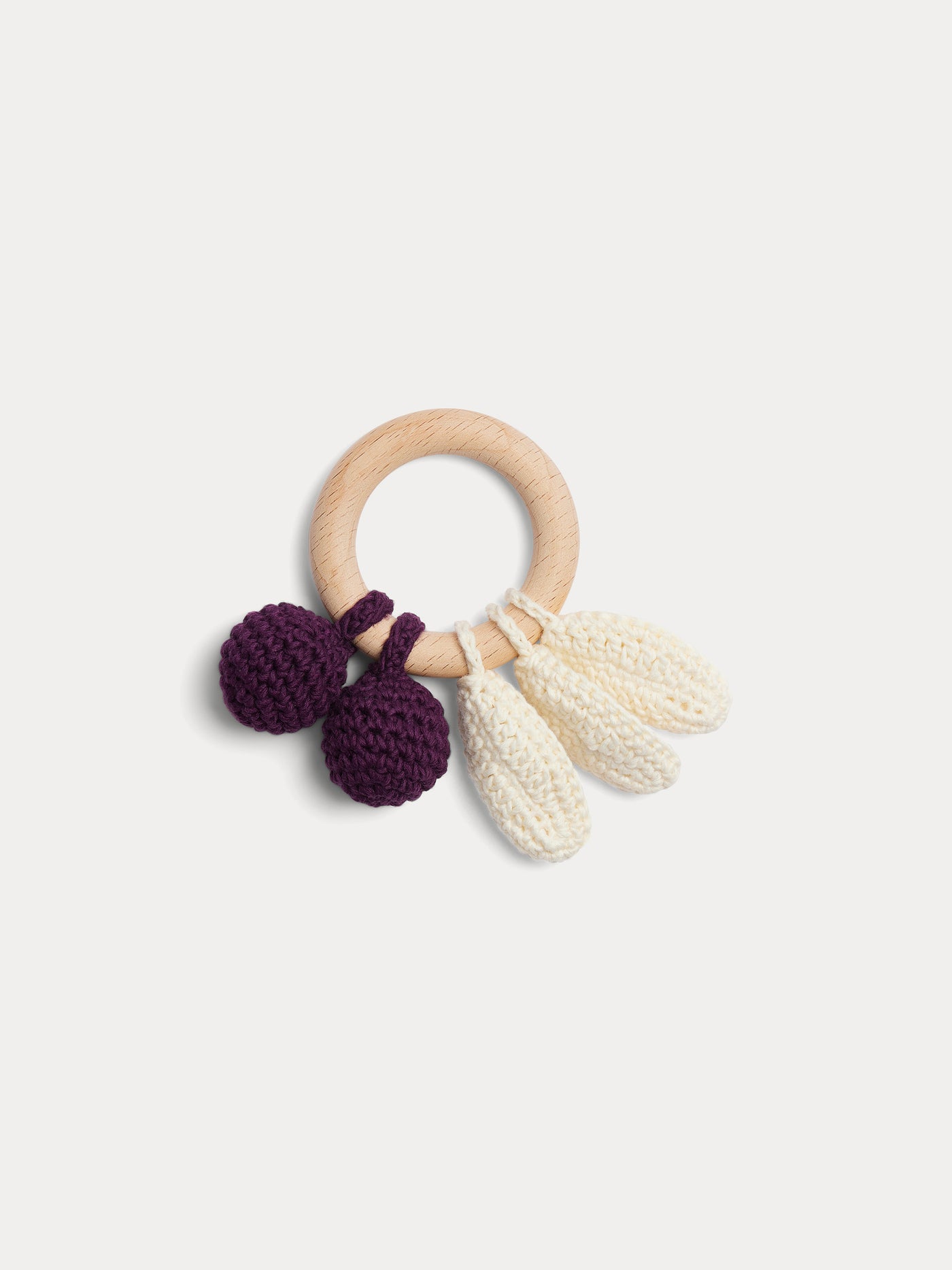 Be Cherry mini purple crochet rattle