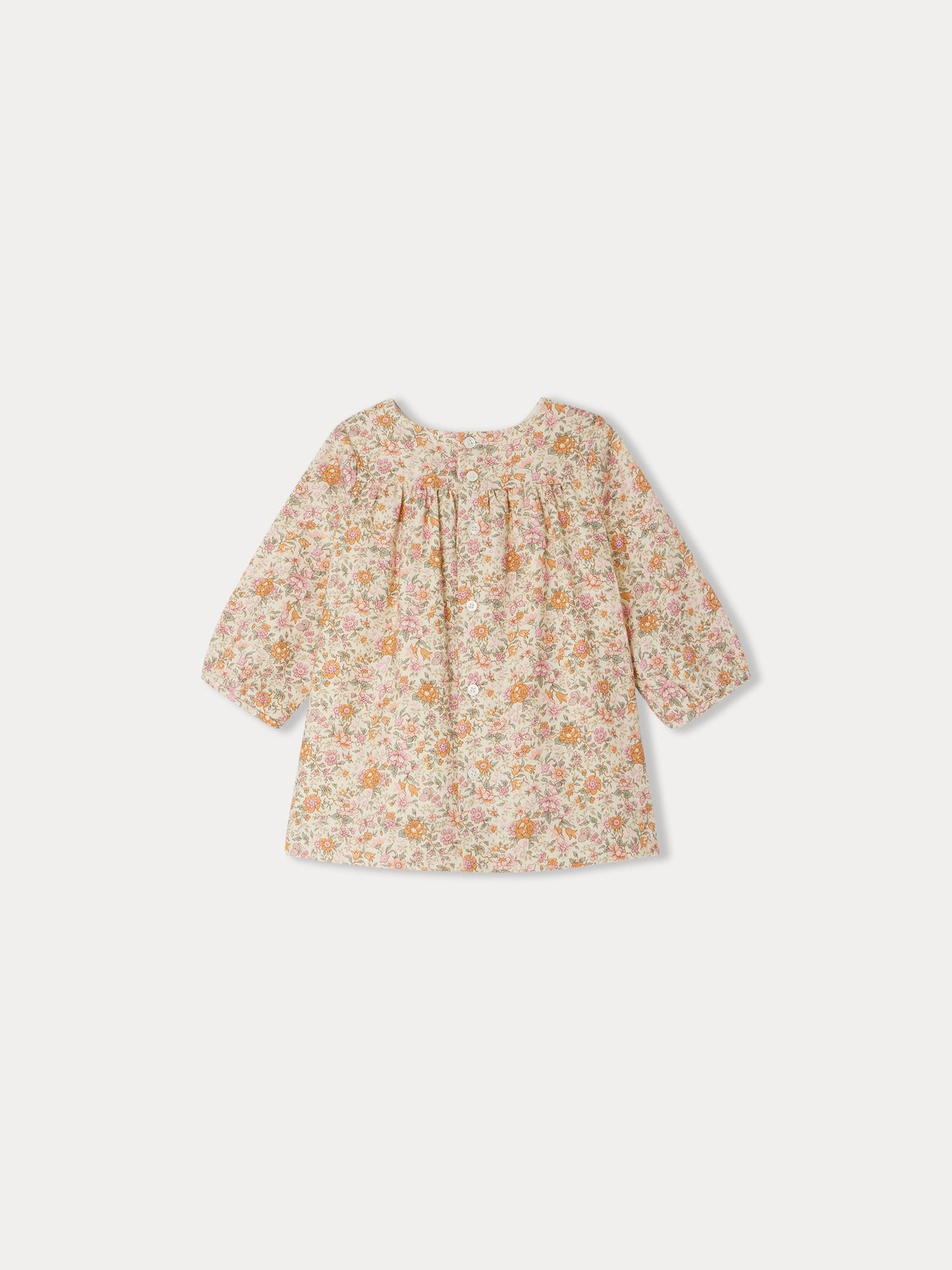 Félicie smocked dress in cotton and wool Liberty fabric