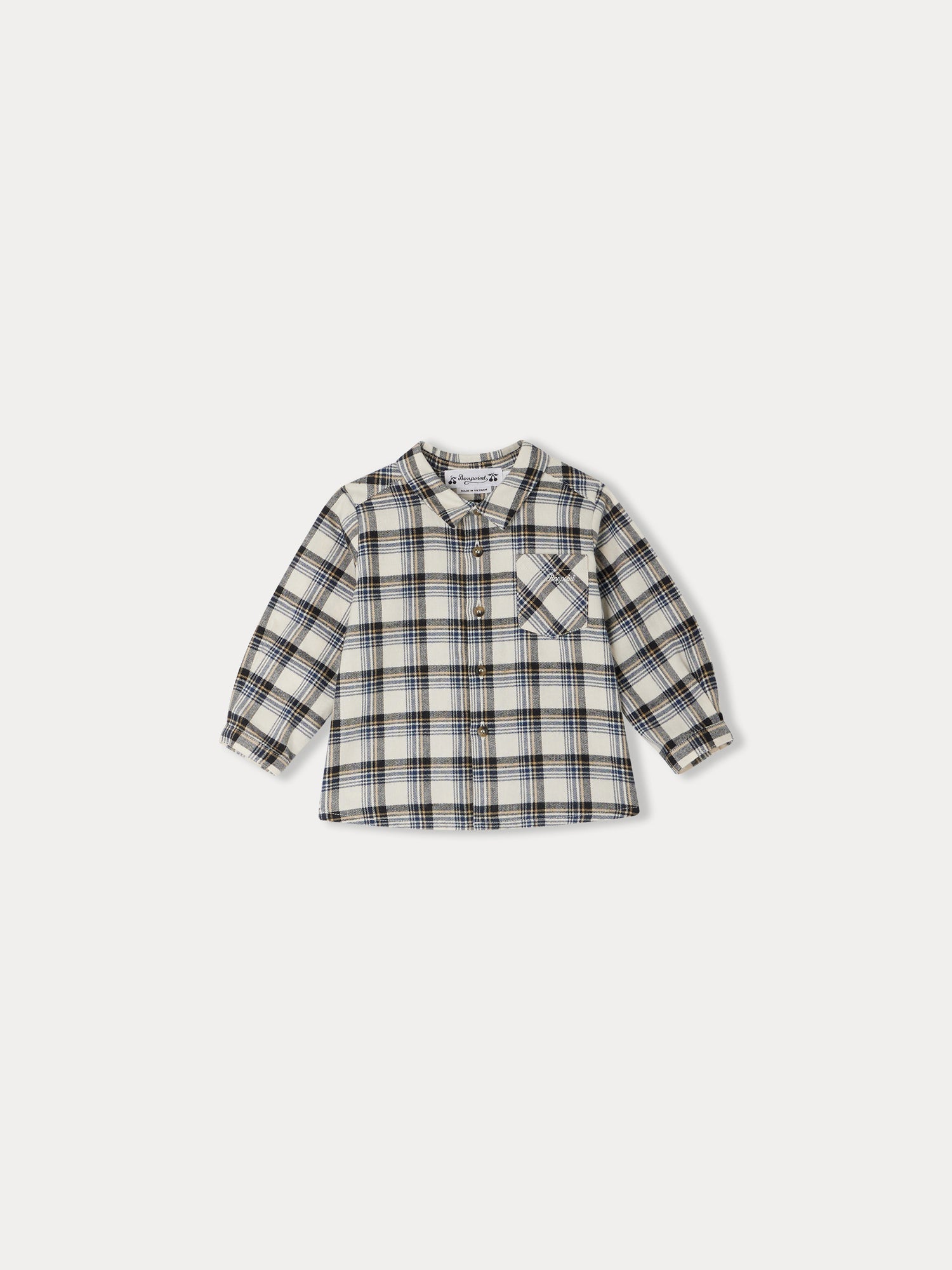 $230 Bonpoint boys soft shops cotton blue pink plaid Shirt