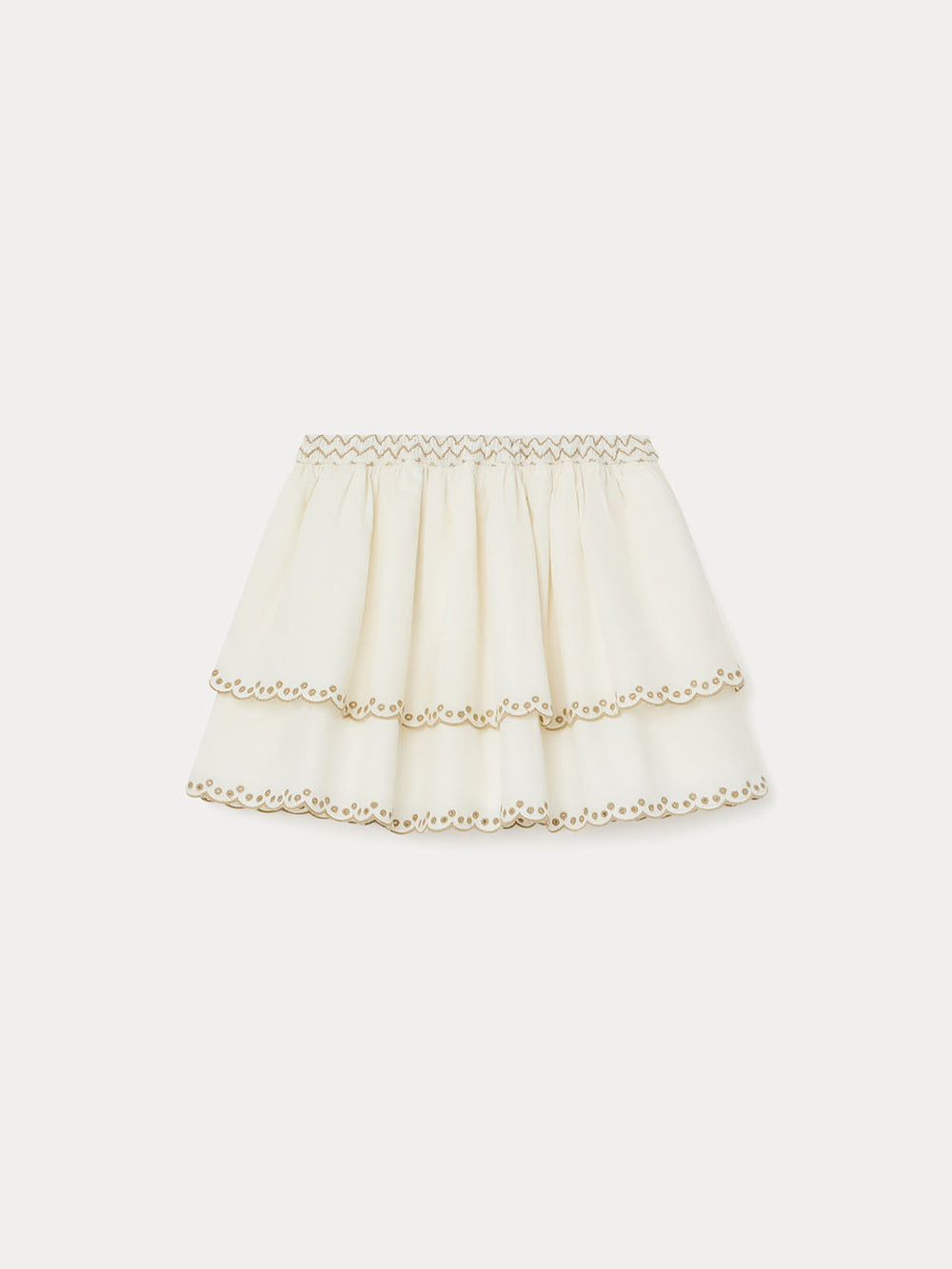Skirt with Embroidered Ruffles for Girls ecru