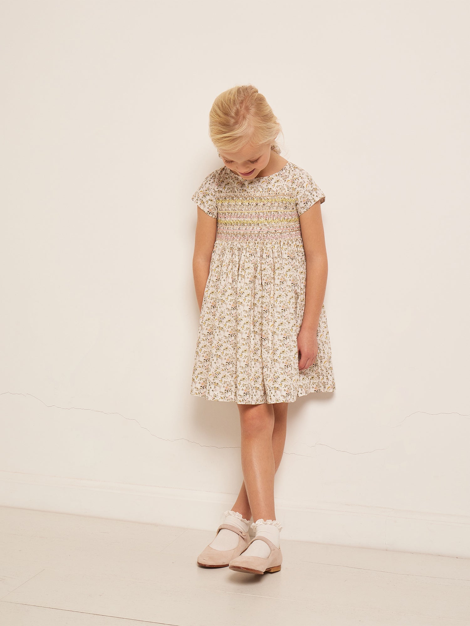 Duchesse Smocked Dress natural white • Bonpoint