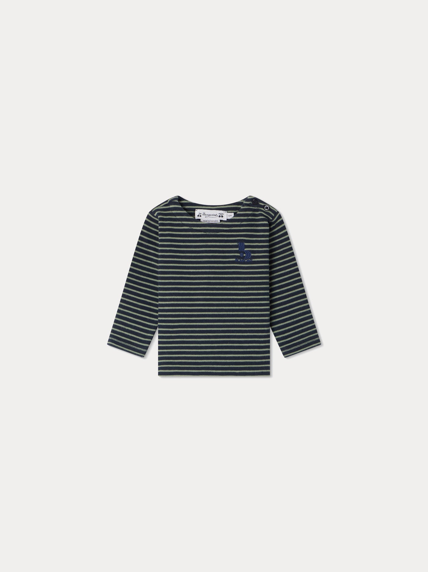 Baudelaire T-Shirt celadon green stripes