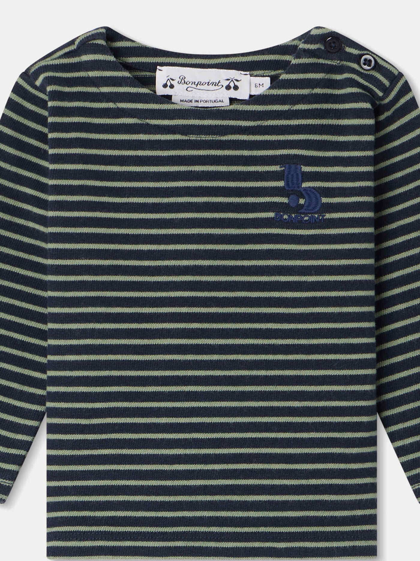 Baudelaire T-Shirt celadon green stripes